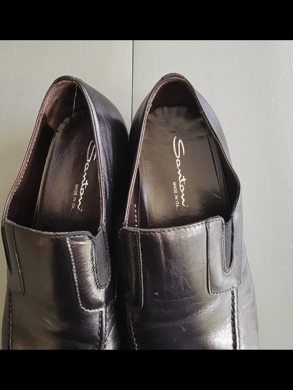 Santoni Blaze-1 Men's Black Leather Venetian Loafers Size 10 EE Wide Italy